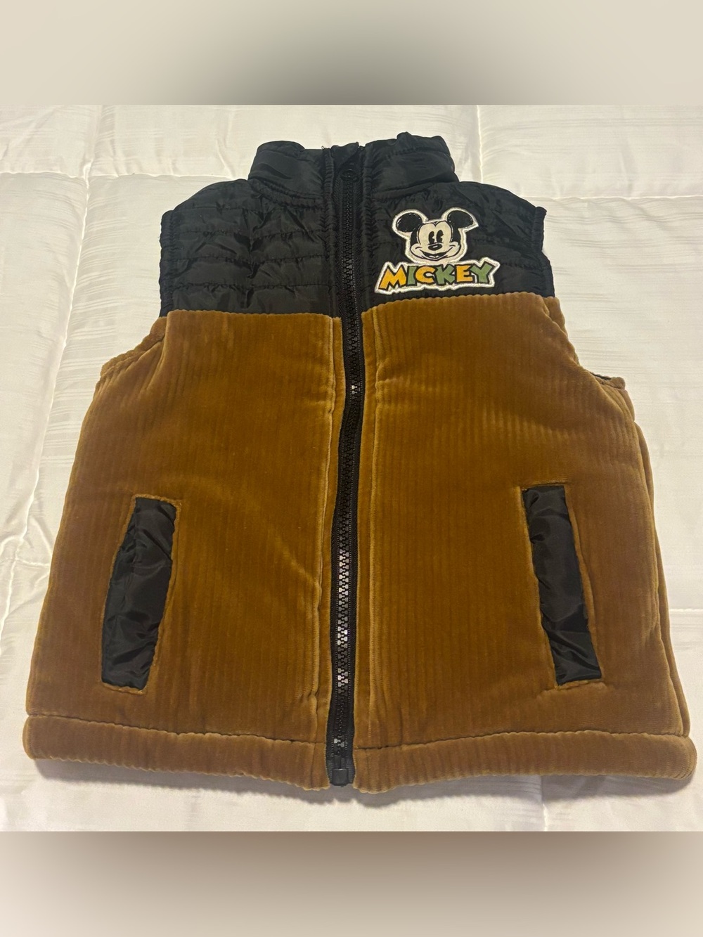 Vintage Disney Mickey Mouse Corduroy Full Zip Puffer Vest Size 3T